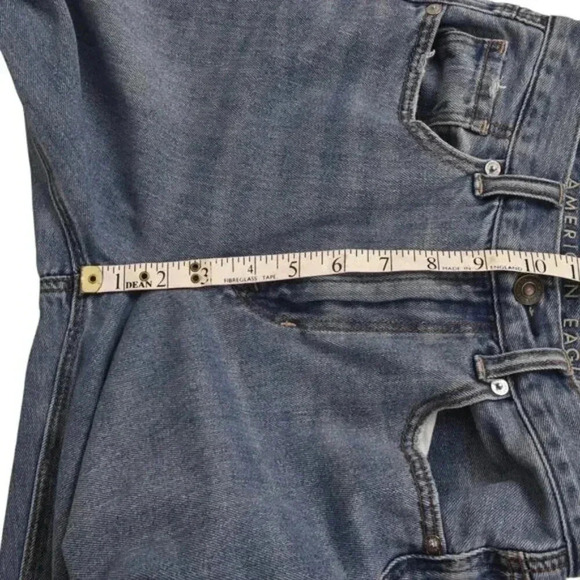 American Eagle Mom Jeans High Waisted  Distressed Ripped Blue Size 00 - Picture 11 of 13